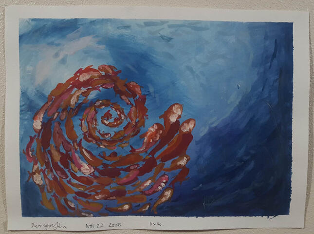 "Fish In A Logarithmic Spiral Kind Of Way" - Watercolor on Paper