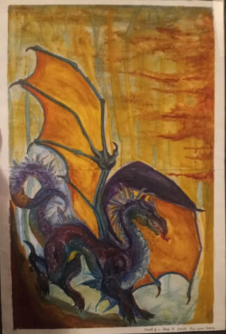 "Dragon In Forest" - Watercolor on Paper